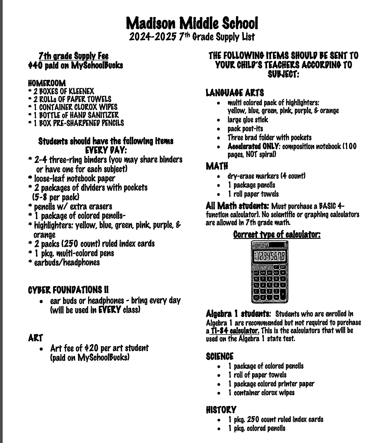 Supply List